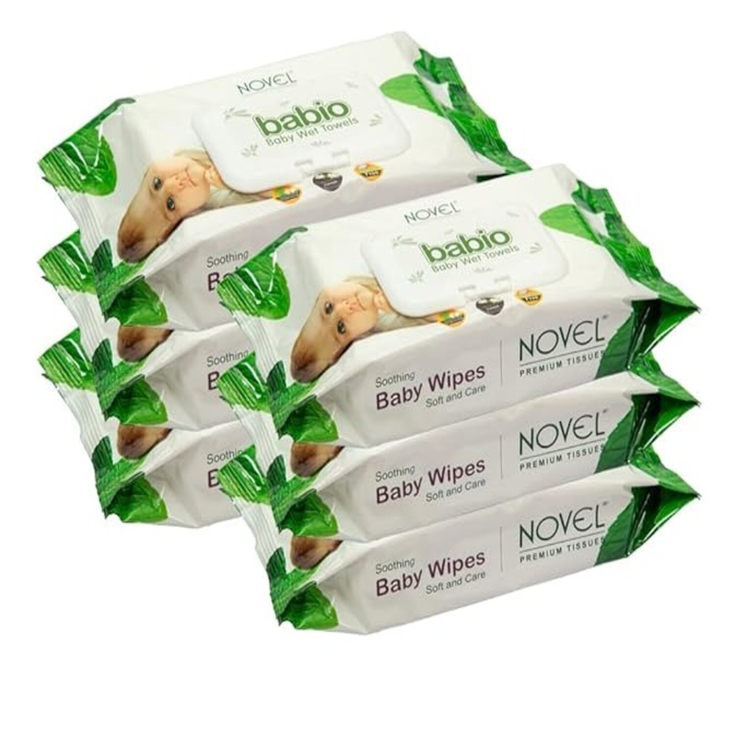 NOVEL Baby Wet Wipes/Pack With Lid (Pack of 6-80 Sheet)